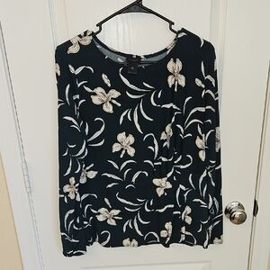 Ann Taylor Factory Floral Black Blouse